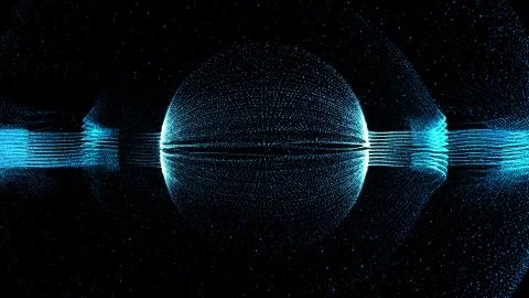 3d render technology partical background. Abstract particle form with sphere  Illustrazione stock