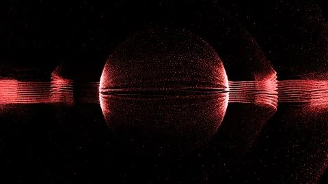 3d render technology partical background. Abstract particle form with sphere  Illustrazione stock