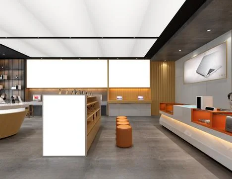 3d render of technology shop Stock Photos