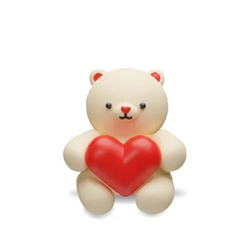 3d render teddy bear with heart Stock Illustration