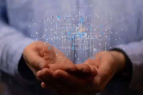 3D render of a Telecommunication network and wireless mobile internet Foto stock