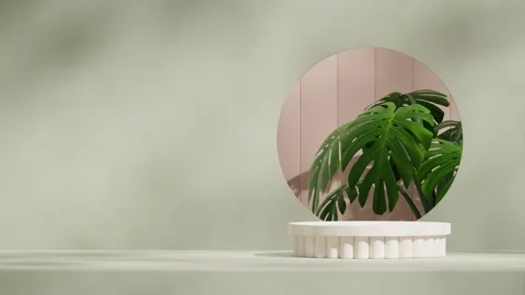 3D render template background of podium mockup with moving shadow Stock Footage 267338683