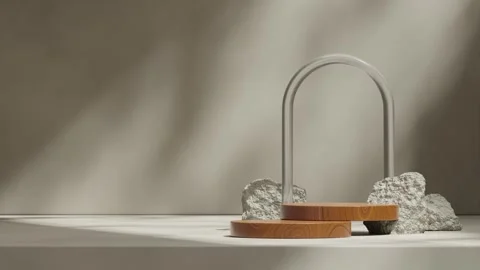 3D render template background of podium mockup with moving shadow Stock Footage 267341509