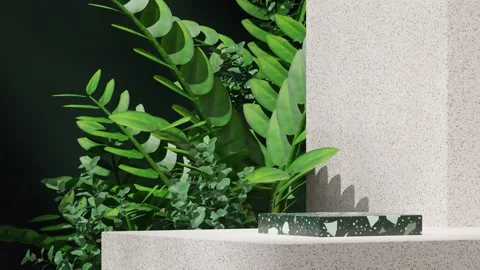 3D render template background of podium mockup with moving shadow Stock Footage 267345346