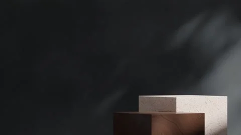 3D render template background of podium mockup with moving shadow Stock Footage 267345354