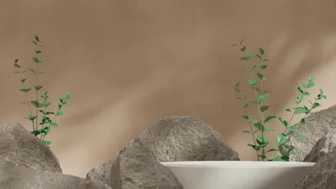 3D render template background of podium mockup with moving shadow Stock Footage 267345939