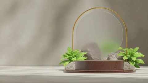 3D render template background of podium mockup with moving shadow Stock Footage 267347294