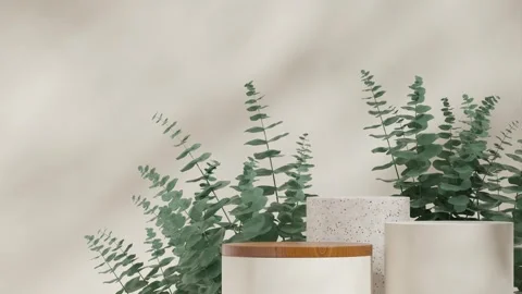 3D render template background of podium mockup with moving shadow Stock Footage 267348270