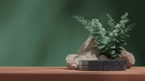 3D render template background of podium mockup with moving shadow Stock Footage 267350749