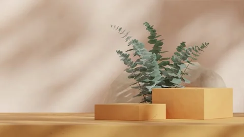 3D render template background of podium mockup with moving shadow Stock Footage 267352324