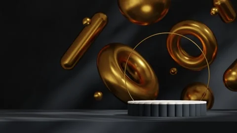 3D render template background of podium mockup with moving shadow Stock Footage 267357916