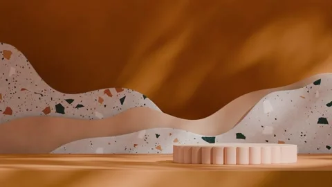 3D render template background of podium mockup with moving shadow Stock Footage 267360353