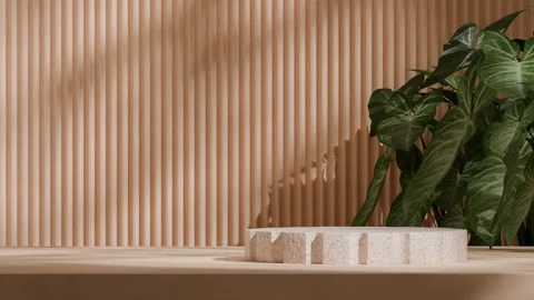 3D render template background of podium mockup with moving shadow Stock Footage 274047623