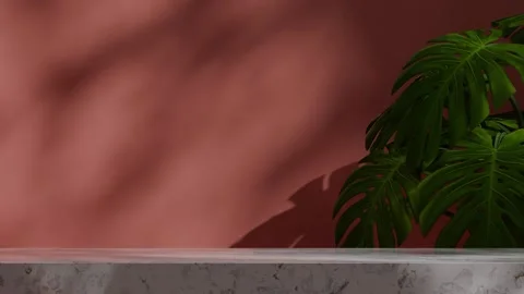 3D render template background of podium mockup with moving shadow Stock Footage 274468682