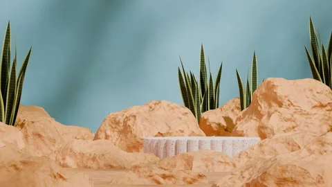 3D render template background of podium mockup with moving shadow Stock Footage 289813631