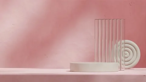 3D render template background of podium mockup with moving shadow Stock Footage 290287352