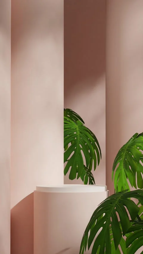 3D render template background of podium mockup with moving shadow Stock Footage 295242109