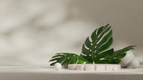 3D render template background of podium mockup with moving shadow Stock Footage 308450165