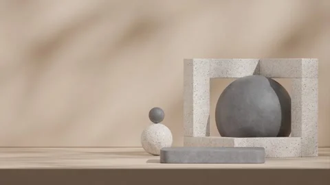 3D render template background of podium mockup with moving shadow Stock Footage 308456761