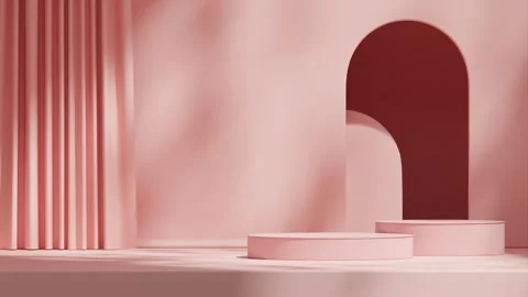 3D render template background of podium mockup with moving shadow Stock Footage 308457348