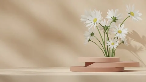 3D render template background of podium mockup with moving shadow Stock Footage 308527711