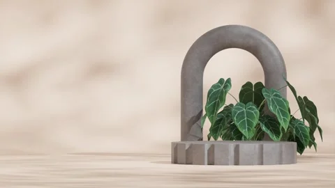 3D render template background of podium mockup with moving shadow Stock Footage 308527954