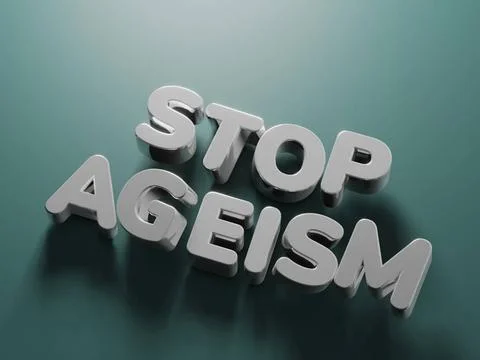 3d render of text stop ageism. Social problem of inequality of ages. Job r... Stock Photos