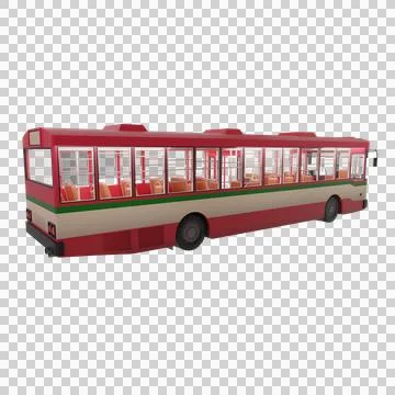 3D render thailand city bus red green white color. right side view. Ilustración de archivo