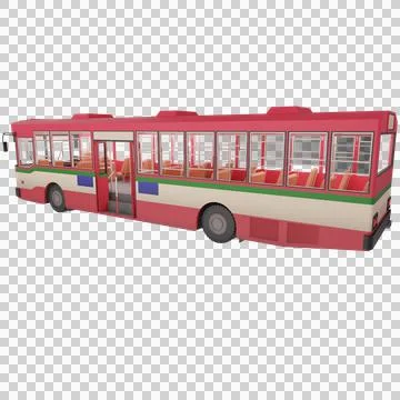3D render thailand city bus red green white color. right composition view Ilustración de archivo