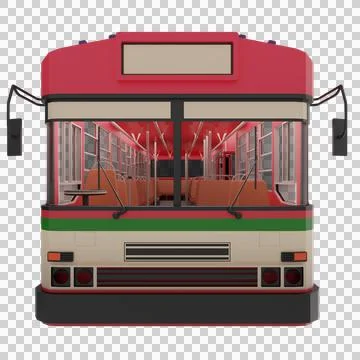 3D render thailand city bus red green white color. front view png illustration Stock Illustration