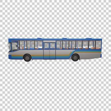3D render thailand city bus blue white yellow color png illustration Stock Illustration