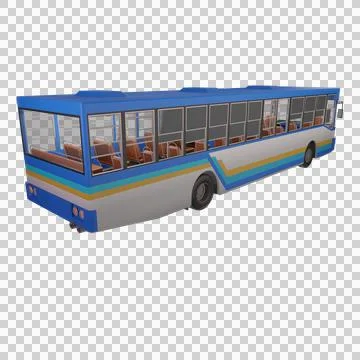3D render thailand city bus blue white yellow color. Stock Illustration