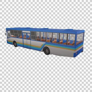 3D render thailand city bus blue white yellow color. Stock Illustration