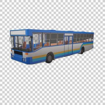 3D render thailand city bus blue white yellow color Stock Illustration