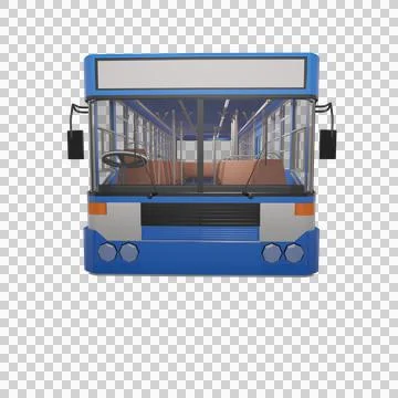 3D render thailand city bus blue white yellow color. Stock Illustration