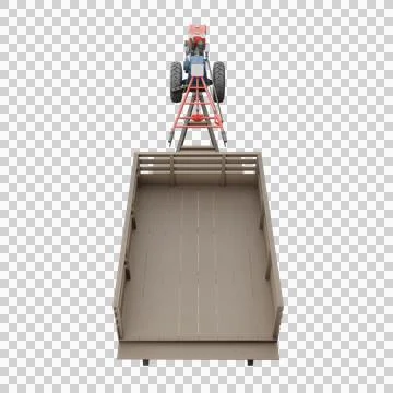 3D render thailand tractor hand control and trailer top view. png illustration. Stock Illustration