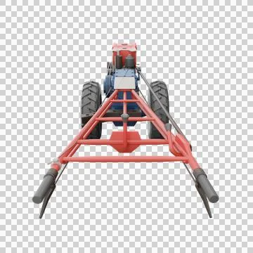 3D render thailand tractor hand control rear view. png illustration. Illustrazione stock