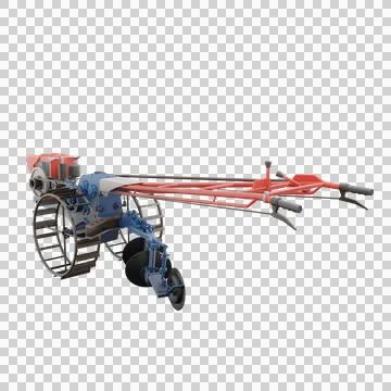 3D render thailand tractor hand control with steel wheels Illustrazione stock