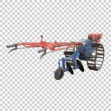 3D render thailand tractor hand control with steel wheels Stock Illustration