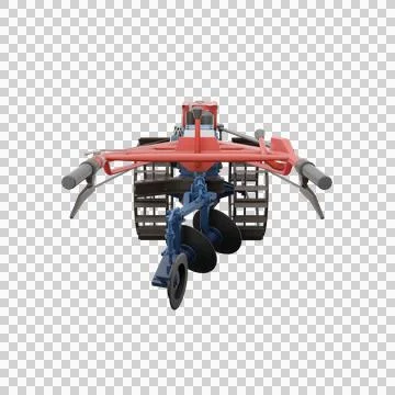3D render thailand tractor hand control with steel wheels Illustrazione stock