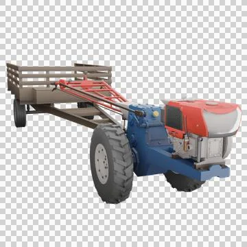 3D render thailand tractor hand control and trailer right side Stock Illustration