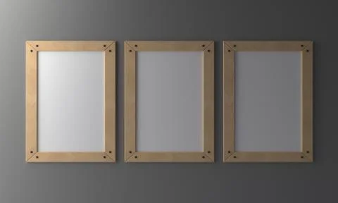 3d render of three blank frames on a wall Stock Illustration