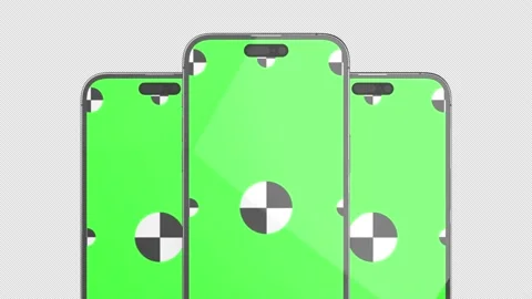3D render of three smartphone on background with Alpha channel. Rotating in Stock Footage 234201690