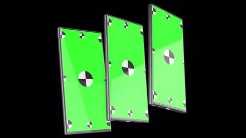 3D render of three smartphone on background with Alpha channel. Rotating in Stock Illustration