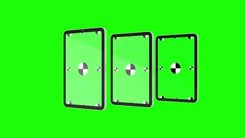 3D render of three TabletPC with a green background. Rotating in screen. With a Video stock 220258415