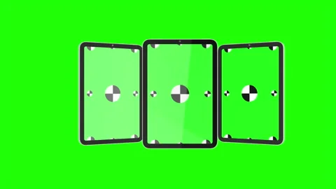 3D render of three TabletPC with a green background. Rotating in screen. With a Video stock 220258463