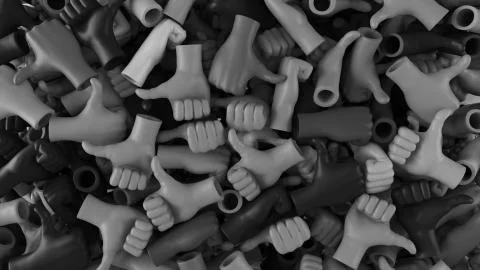 3d render of thumbs up hand part. Likes filling the screen space. Social like Stock Illustration