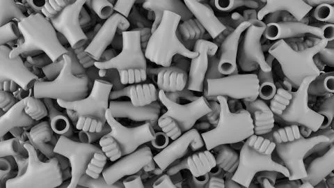 3d render of thumbs up hand part. Likes filling the screen space. Social like Stock Illustration