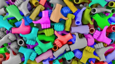 3d render of thumbs up hand part. Likes filling the screen space. Social like Stock Illustration