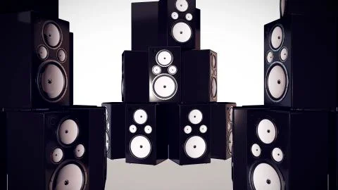 3D render of Thumping Bass Speakers. Illustrazione stock